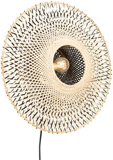 QAZQA Oosterse wandlamp bamboe 50 cm met stekker - Rina Wit