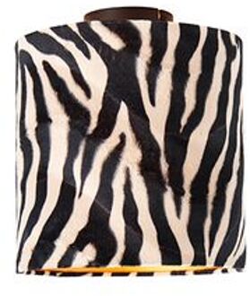 QAZQA Plafondlamp mat zwart velours kap zebra dessin 25 cm - Combi Wit, Zwart