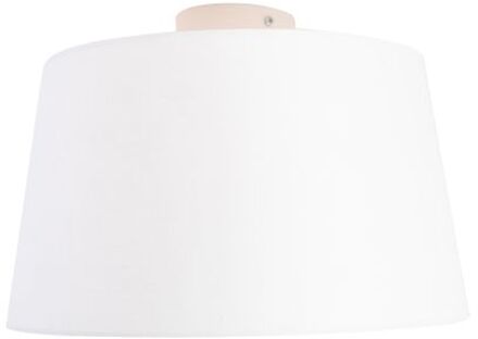 QAZQA Plafondlamp met linnen kap wit 35 cm - Combi wit