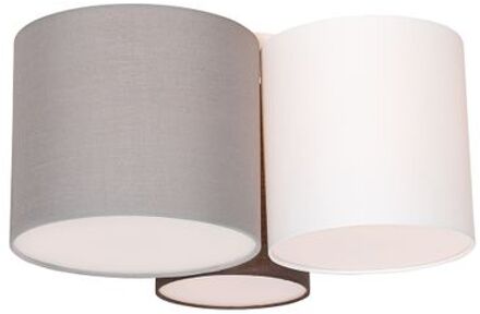 QAZQA Plafondlamp wit grijs en bruin 3-lichts - Multidrum Multicolor