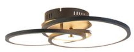 QAZQA Plafondlamp zwart 45 cm incl. LED 3 staps dimbaar - Rowin