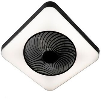 QAZQA Plafondventilator Climo vierkant B 55 cm wit-zwart