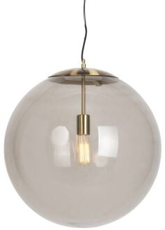 QAZQA +Moderne hanglamp messing met smoke glas 50 cm - Ball Goud