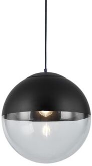 QAZQA Retro Hanglamp Zwart Met Helder Glas 35 Cm - Eclipse
