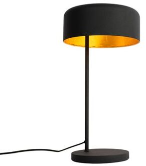 QAZQA Retro Tafellamp Zwart Met Gouden Binnenkant - Jinte
