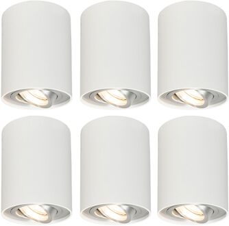 QAZQA rondoo up - Plafond spot - 6 lichts - Ø 95 mm - Wit