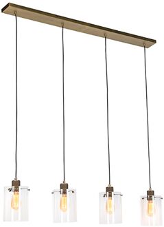 QAZQA Scandinavische hanglamp brons met glas 4-lichts - Dome