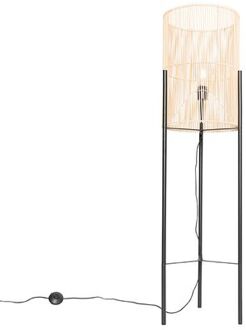 QAZQA Scandinavische vloerlamp bamboe - Natasja Wit