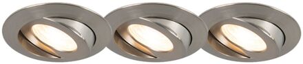 QAZQA Set van 3 inbouwspots staal incl. LED IP44 - Relax LED Zilver