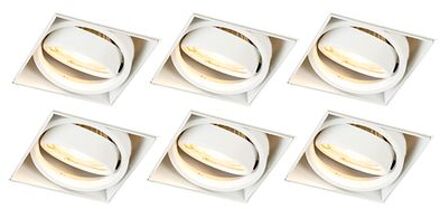 QAZQA Set van 6 inbouwspot wit GU10 kantelbaar trimless - Oneon