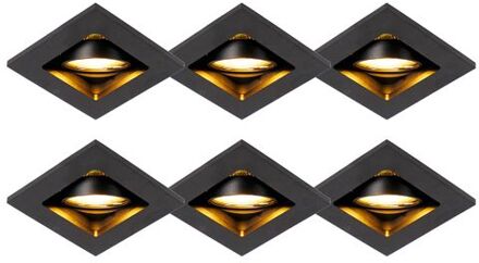 QAZQA Set van 6 moderne inbouwspots zwart verstelbaar - Qure