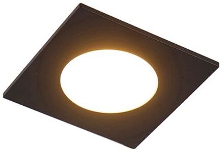 QAZQA Simply Inbouwspot - 9x9cm - incl. LED - 3 staps dimbaar - IP65 - vierkant - mat zwart 103278