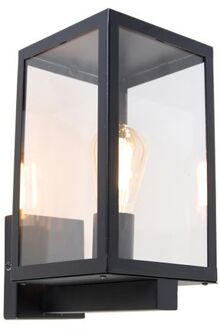 QAZQA Smart buiten wandlamp zwart met glas 30 cm incl. Wifi ST64