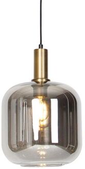 QAZQA Smart Hanglamp Zwart Met Goud En Smoke Glas Incl. Wifi G95 - Zuzanna