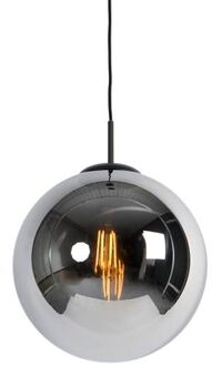QAZQA Smart hanglamp zwart met smoke glas 30 cm incl. Wifi ST64 - Zilver