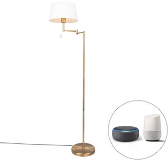 QAZQA Smart klassieke vloerlamp brons met wit incl. WiFi A60 - Ladas