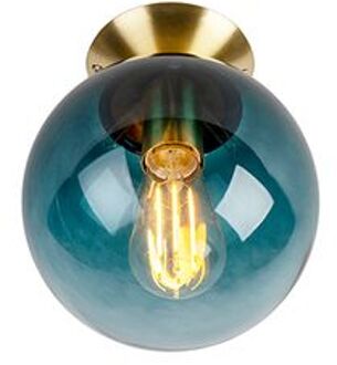 QAZQA Smart plafondlamp messing met oceaanblauw glas incl. Wifi ST64