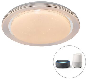 QAZQA Smart plafondlamp wit 48 cm incl. LED en dimmer RGB - Jochem