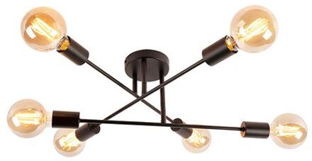 QAZQA Smart Plafondlamp Zwart 6-lichts Incl. Wifi G95 - Sydney