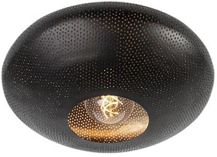 QAZQA Smart plafondlamp zwart met goud 40 cm incl. Wifi G95
