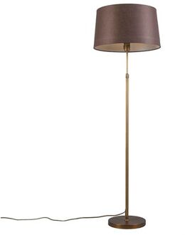 QAZQA Smart vloerlamp brons met bruine kap 45 cm incl. Wifi A60
