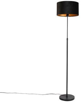 QAZQA Smart vloerlamp zwart met velours kap zwart 35 cm incl. Wifi