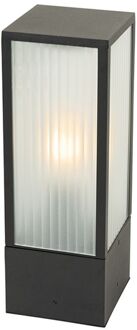 QAZQA Staande buitenlamp zwart met ribbel glas 40 cm IP44 - Charlois