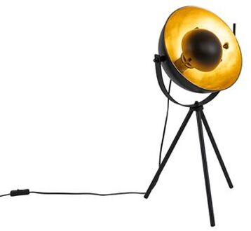 QAZQA Tafellamp zwart met goud 63,3 cm tripod verstelbaar - Magnax