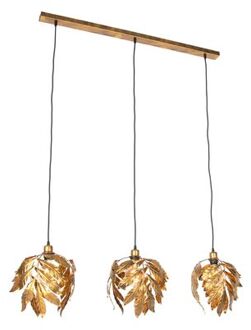 QAZQA Vintage Hanglamp Antiek Goud Langwerpig 3-lichts - Linden