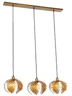 QAZQA Vintage Hanglamp Goud Langwerpig 3-lichts - Botanica