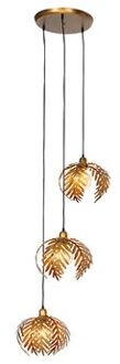 QAZQA Vintage Hanglamp Goud Rond 3-lichts - Botanica