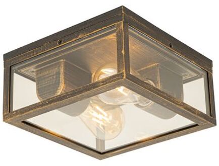 QAZQA Vintage plafondlamp antiek goud IP44 2-lichts - Charlois