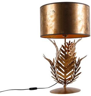 QAZQA Vintage Tafellamp Goud 33 Cm Met Kap Brons 35 Cm - Botanica