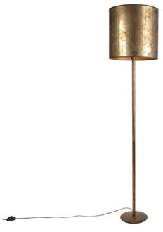 QAZQA Vintage vloerlamp goud met oud brons kap 40 cm - Simplo