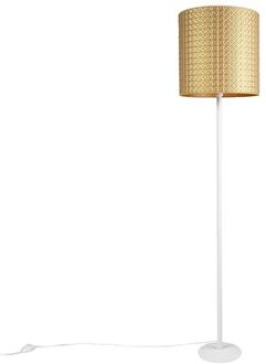 QAZQA Vintage vloerlamp wit met goud triangle kap 40 cm - Simplo