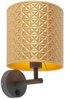 QAZQA Vintage wandlamp donkergrijs met goud triangle kap - Matt