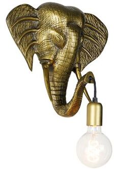 QAZQA Vintage wandlamp goud - Animal Elefant