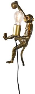 QAZQA Vintage wandlamp goud - Animal Monkey