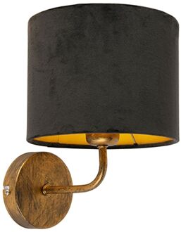 QAZQA Vintage wandlamp goud met zwarte velours kap - Matt