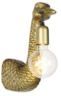 QAZQA Vintage wandlamp messing - Animal Camel bird Goud