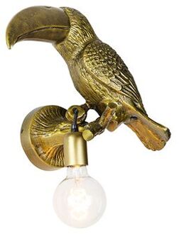 QAZQA Vintage wandlamp messing - Animal Toekan Goud