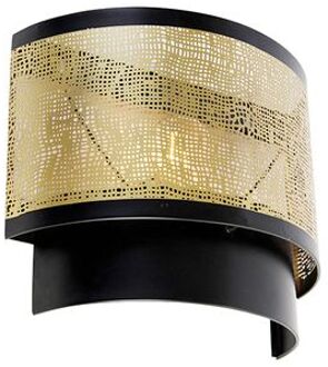 QAZQA Vintage wandlamp zwart met messing 30x25 cm - Kayleigh Goud
