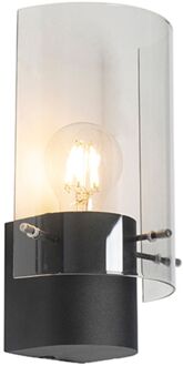 QAZQA Vintage wandlamp zwart met smoke glas - Vidra