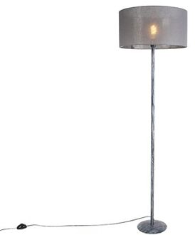 QAZQA Vloerlamp Grijs Met Grijze Kap 50 Cm - Simplo