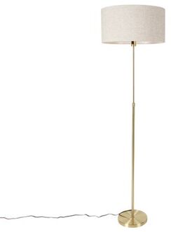 QAZQA Vloerlamp verstelbaar goud met kap lichtgrijs 50 cm - Parte