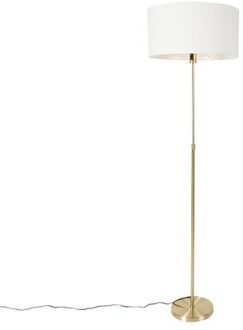 QAZQA Vloerlamp verstelbaar goud met kap wit 50 cm - Parte