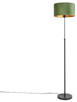 QAZQA Vloerlamp zwart met velours kap groen met goud 35 cm - Parte