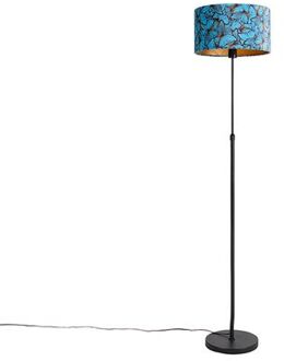 QAZQA Vloerlamp zwart met velours kap vlinders 35 cm - Parte Multicolor