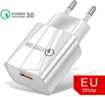 Qc 3.0 Fast Charger Voor Samsung A10 A7 J6 J4 Plus Huawei P Smart Plus Honor 9 Lite 8X mobiele Telefoon Opladen Micro Usb-kabel EU wit kabel