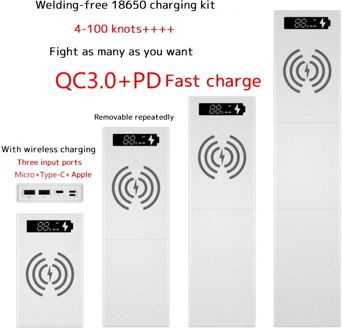 QC 3.0 PD Wireless Charge Power Bank Case Micro Type-C PD Quick Charging Digital Display Powerbank Shell Multisection Assemble